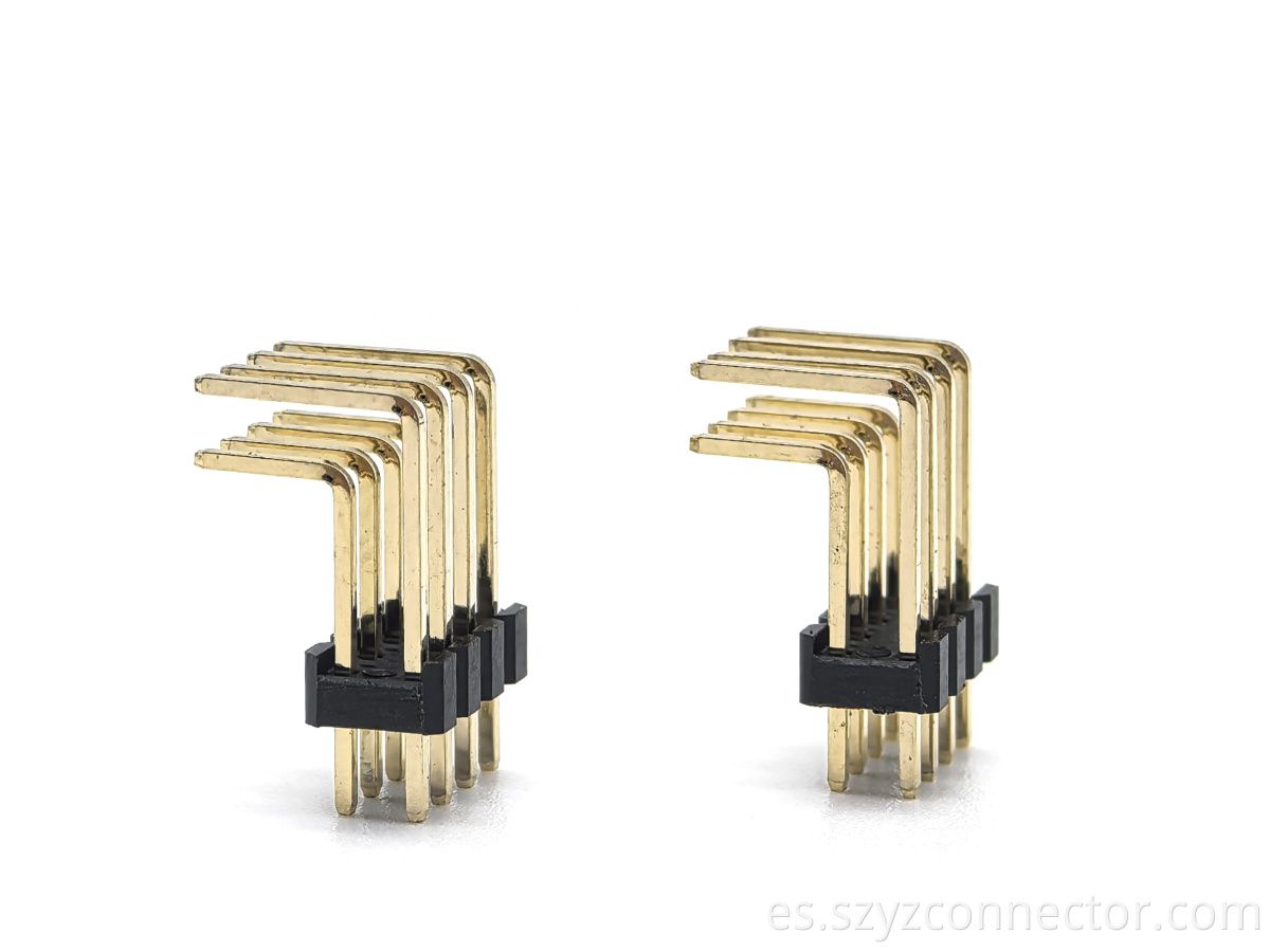 2.54mm Pitch Pin header Connector Dual Row Right Angle SQ0.64mm H2.5mm 2*4P